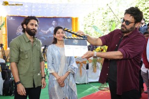 Thandel movie launch attended by Naga Chaitanya, Sai Pallavi, Nagarjuna, Venkatesh, and Allu Aravind