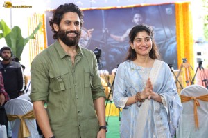 Thandel movie launch attended by Naga Chaitanya, Sai Pallavi, Nagarjuna, Venkatesh, and Allu Aravind