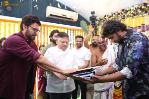 Thandel movie launch attended by Naga Chaitanya, Sai Pallavi, Nagarjuna, Venkatesh, and Allu Aravind