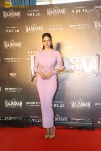 The Raja Saab Song Launch attended by Malavika Mohanan, Riddhi Kumar, and Nidhhi Agerwal