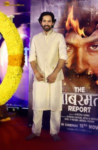 Actors Vikrant Massey, Raashi Khanna, and Riddhi Dogra promote their film The Sabarmati Report
