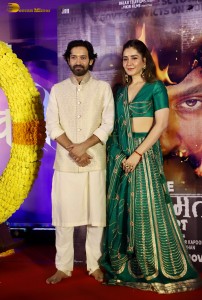 Actors Vikrant Massey, Raashi Khanna, and Riddhi Dogra promote their film The Sabarmati Report