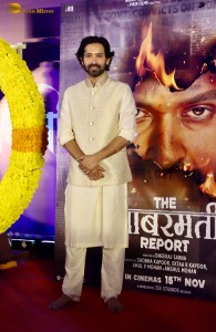 Actors Vikrant Massey, Raashi Khanna, and Riddhi Dogra promote their film The Sabarmati Report