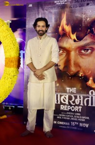 Actors Vikrant Massey, Raashi Khanna, and Riddhi Dogra promote their film The Sabarmati Report