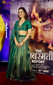 Actors Vikrant Massey, Raashi Khanna, and Riddhi Dogra promote their film The Sabarmati Report