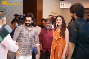 Telugu Film The Warriorr success meet attended by Krithi Shetty, Aadhi Pinisetty and Ram Pothineni