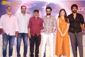 Telugu Film The Warriorr success meet attended by Krithi Shetty, Aadhi Pinisetty and Ram Pothineni