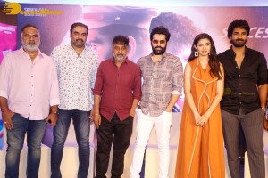 Telugu Film The Warriorr success meet attended by Krithi Shetty, Aadhi Pinisetty and Ram Pothineni