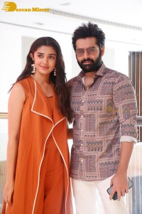 Telugu Film The Warriorr success meet attended by Krithi Shetty, Aadhi Pinisetty and Ram Pothineni