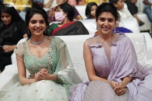 Thellavarithe Guruvaram movie Pre Release Event attended by cast Misha Narang and Chitra Shukla and special guest Junior NTR