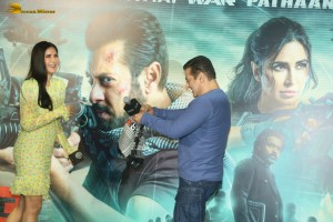Actors Salman Khan and Katrina Kaif promote Tiger 3 at an event in Mumbai on November 17, 2023