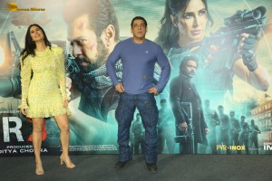 Actors Salman Khan and Katrina Kaif promote Tiger 3 at an event in Mumbai on November 17, 2023
