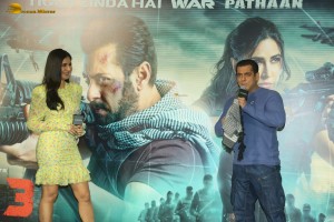 Actors Salman Khan and Katrina Kaif promote Tiger 3 at an event in Mumbai on November 17, 2023