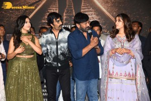 Tiger Nageswara Rao movie launch attended by Ravi Teja, Nupur Sanon, Chiranjeevi, and Minister Kishan Reddy
