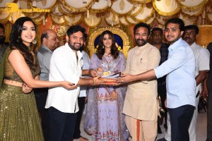 Tiger Nageswara Rao movie launch attended by Ravi Teja, Nupur Sanon, Chiranjeevi, and Minister Kishan Reddy