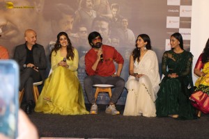 Tiger Nageswara Rao Trailer Launch attended by Ravi Teja, Nupur Sanon, Gayatri Bhardwaj, and Renu Desai