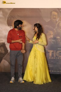 Tiger Nageswara Rao Trailer Launch attended by Ravi Teja, Nupur Sanon, Gayatri Bhardwaj, and Renu Desai