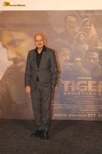 Tiger Nageswara Rao Trailer Launch attended by Ravi Teja, Nupur Sanon, Gayatri Bhardwaj, and Renu Desai