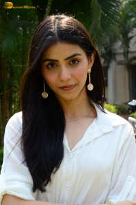 Tollywood actress tina shilparaj in a white top and colorful skirt