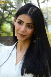 Tollywood actress tina shilparaj in a white top and colorful skirt