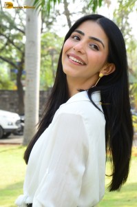 Tollywood actress tina shilparaj in a white top and colorful skirt