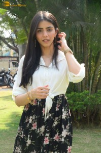 Tollywood actress tina shilparaj in a white top and colorful skirt