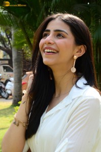 Tollywood actress tina shilparaj in a white top and colorful skirt