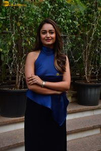 bollywood actress Tridha Choudhury beautiful in a blue dress