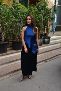 bollywood actress Tridha Choudhury beautiful in a blue dress