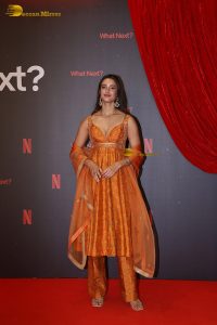 actress Tripti Dimri stunning a orange color salwar dress