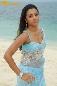Actress Trisha in a blue saree