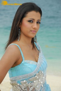 Actress Trisha in a blue saree