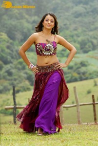 Trisha in a pink shoulderless dress for a film shoot