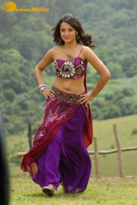 Trisha in a pink shoulderless dress for a film shoot