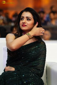 Indian actress trisha shines in a green saree at a movie event