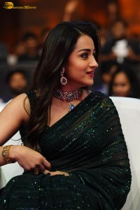 Indian actress trisha shines in a green saree at a movie event