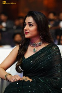Indian actress trisha shines in a green saree at a movie event
