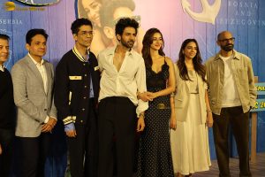Tu Meri Main Tera Main Tera Tu Meri Trailer Launch attended by Kartik Aaryan, Ananya Panday, and Karan Johar