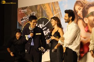 Tu Meri Main Tera Main Tera Tu Meri Trailer Launch attended by Kartik Aaryan, Ananya Panday, and Karan Johar