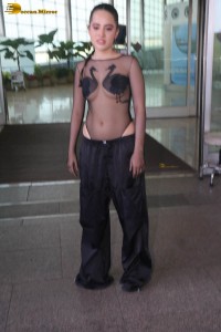 Indian Actress Urfi Javed in a transparent black top at mumbai airport