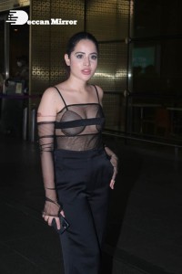 Urfi Javed in a rare black dress at Mumbai airport on November 22