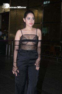 Urfi Javed in a rare black dress at Mumbai airport on November 22