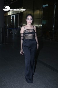 Urfi Javed in a rare black dress at Mumbai airport on November 22