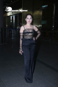 Urfi Javed in a rare black dress at Mumbai airport on November 22