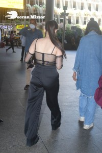 Urfi Javed in a rare black dress at Mumbai airport on November 22