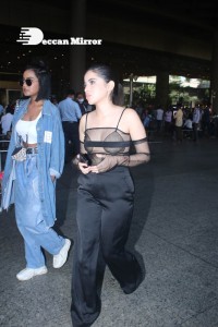 Urfi Javed in a rare black dress at Mumbai airport on November 22