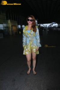 Bollywood Actress Urvashi Rautela seen in a mini dress at the Airport
