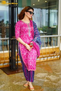 Model and Actress Urvashi Rautela in a pink salwar dress