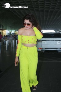 Urvashi Rautela in a Off Shoulder green dress