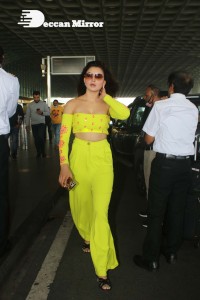 Urvashi Rautela in a Off Shoulder green dress